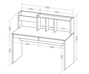 Croquis dimensional - Escritorio Leo