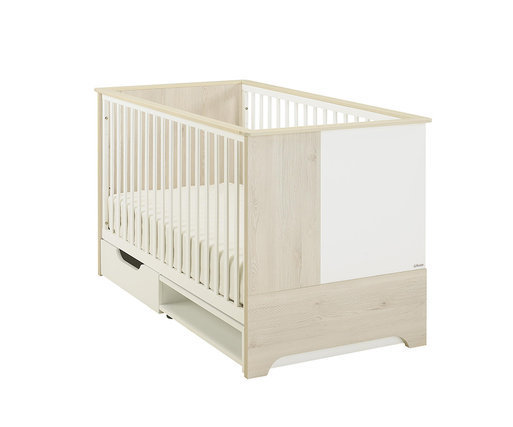 Cuna evolutiva Lili 70x140cm, con cajn (opcional) Blanco y Madera