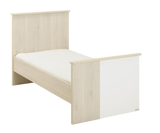 Cuna evolutiva Lili 70x140cm, transformada en cama 70x140cm, Blanca y Madera 