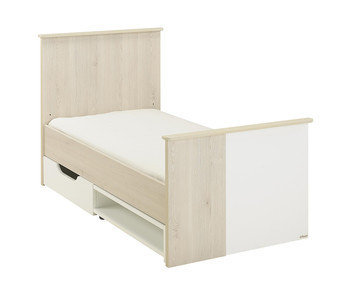 Cuna evolutiva Lili 70x140cm, transformada en cama 70x140cm, con cajn (Opcional) Blanca y Madera 