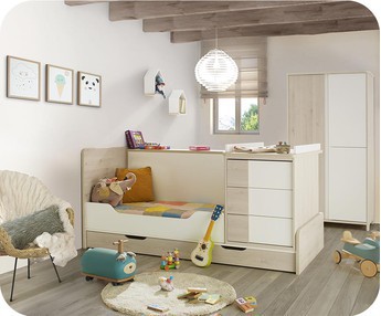 Cuna evolutiva combinada Lili Blanca y Madera (Cuna transformada)
