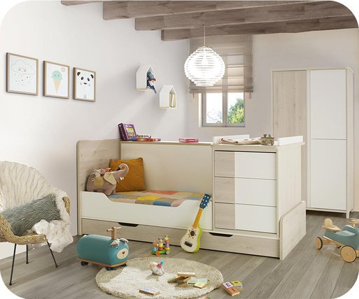 Cuna evolutiva combinada Lili Blanca y Madera (Cuna transformada)
