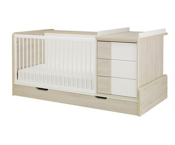 Cuna evolutiva combinada Lili Blanca y Madera (Con cajn opcional)
