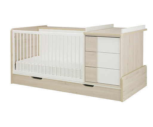 Cuna evolutiva combinada Lili Blanca y Madera (Con cajn opcional)