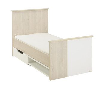 Cuna evolutiva Lili 70x140cm, transformada en cama 70x140cm, con cajón (Opcional) Blanca y Madera 