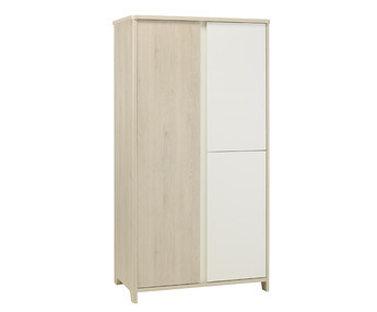 Armario Beb Lili 2 cuerpos 3 puertas, Blanco y Madera