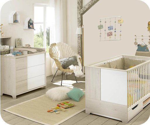Mini Dormitorio Beb Lili, evolutivo, Blanco y Madera