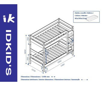 Litera WOOD 90x190 - dimensiones