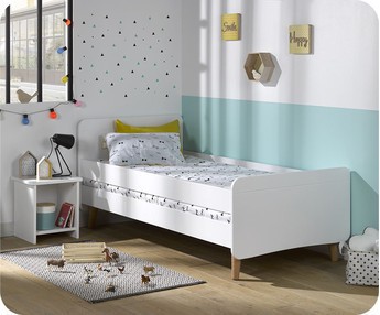 Cama infantil Willow blanca con patas y barreras