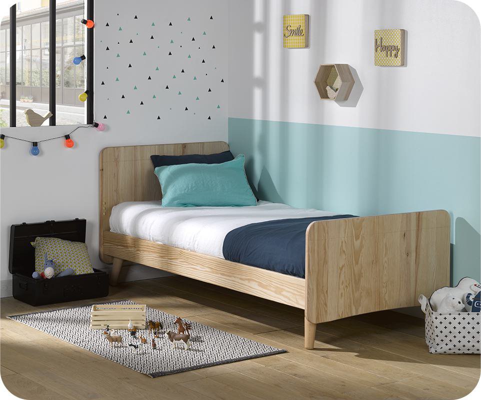 Cama juvenil WILLOW Natural 90x190 con patas