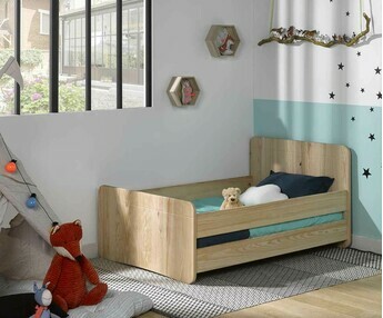 Cama juvenil evolutiva Willow 90x140cm Natural con barreras