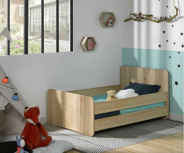 Cama juvenil evolutiva Willow 90x140cm Natural con barreras