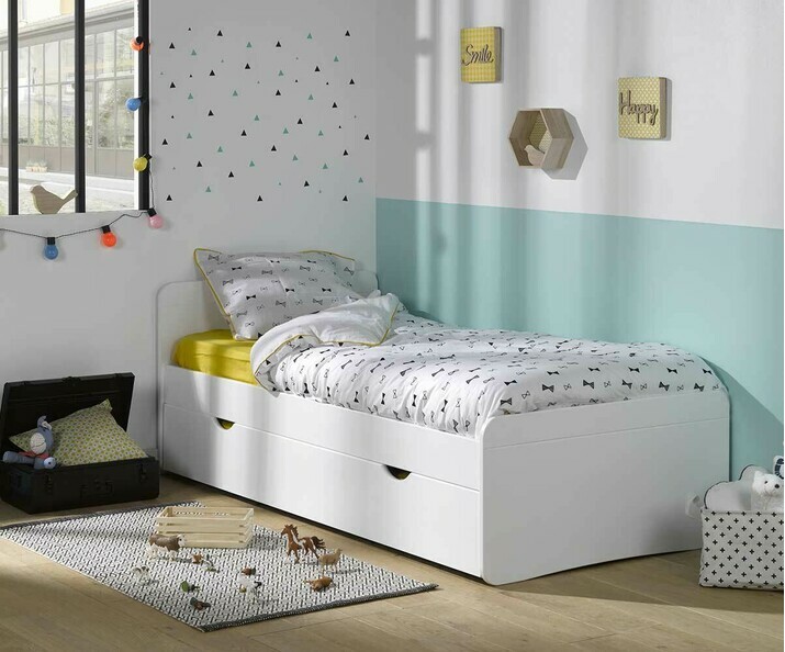 Cama juvenil Willow Blanca 90x190cm Con Cajn (Opcional)