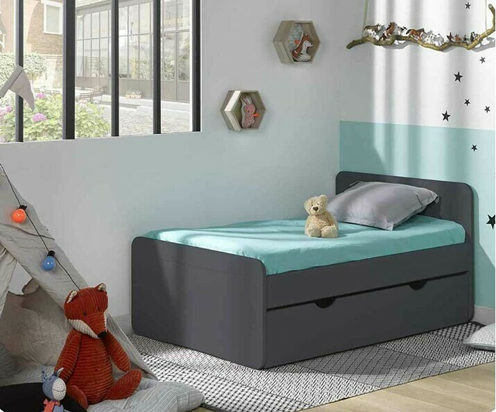 Cama juvenil evolutiva Willow 90x140cm Gris Antracita con cajn