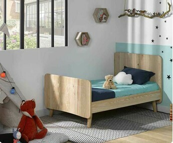 Cama juvenil evolutiva Willow 90x140cm Natural con patas 