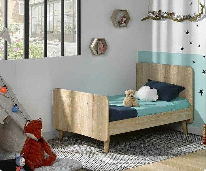 Cama juvenil evolutiva Willow 90x140cm Natural con patas 