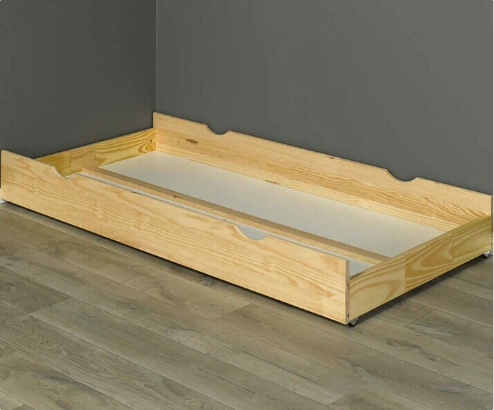 Cajn para cama juvenil de madera maciza Natural