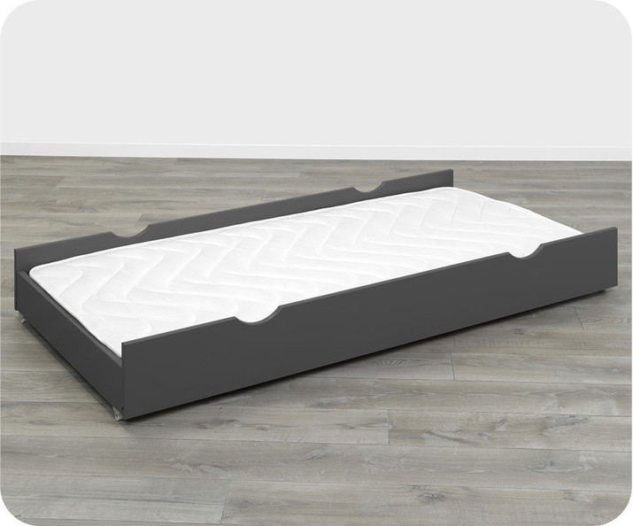Cajn para cama juvenil de madera maciza Gris antracita con colchn opcional