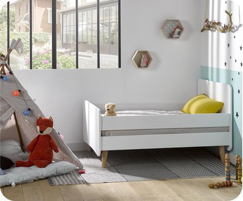 Cama juvenil evolutiva Willow 90x140cm Blanca con patas y  barreras