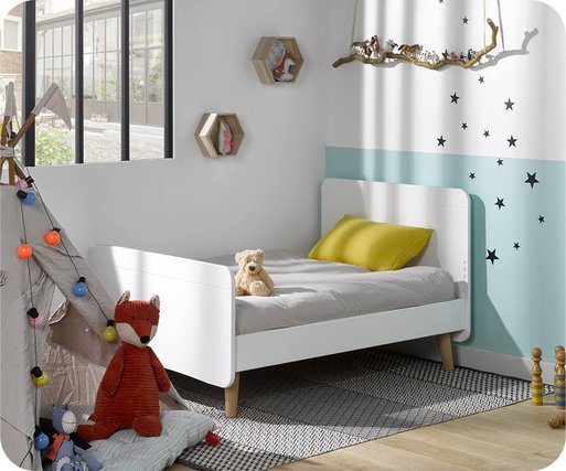 Cama juvenil evolutiva Willow 90x140cm Blanca con patas 