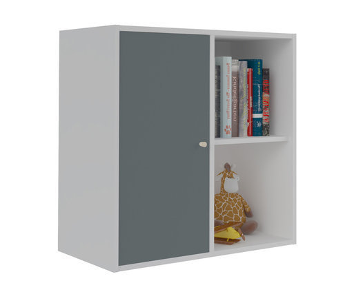 Mueble de Almacenaje Moov de 4 Compartimientos Blanco con puerta Gris