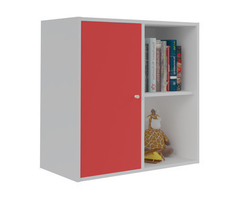 Mueble de Almacenaje Moov de 4 Compartimientos Blanco con puerta Roja