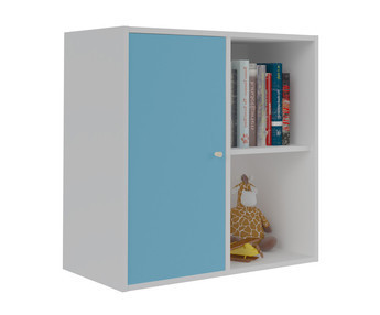 Mueble de Almacenaje Moov de 4 Compartimientos Blanco con puerta Azul