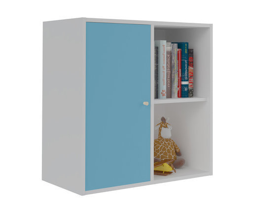 Mueble de Almacenaje Moov de 4 Compartimientos Blanco con puerta Azul