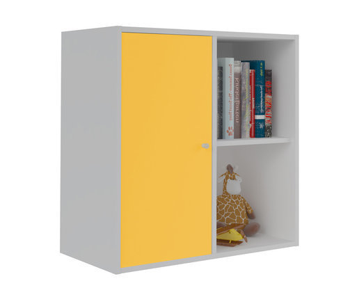 Mueble de Almacenaje Moov de 4 Compartimientos Blanco con puerta Amarilla