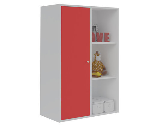Mueble de Almacenaje Moov de 6 Compartimientos Blanco con puerta Roja