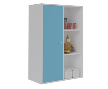 Mueble de Almacenaje Moov de 6 Compartimientos Blanco con puerta Azul