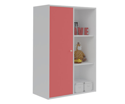 Mueble de Almacenaje Moov de 6 Compartimientos Blanco con puerta Rosa