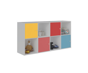 Mueble de Almacenaje Moov de 8 Compartimientos Blanco con puertas multicolores