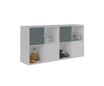Mueble de Almacenaje Moov de 8 Compartimientos Blanco con puertas Grises y Blancas