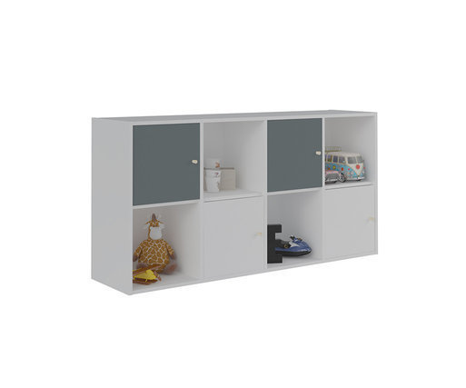 Mueble de Almacenaje Moov de 8 Compartimientos Blanco con puertas Grises y Blancas
