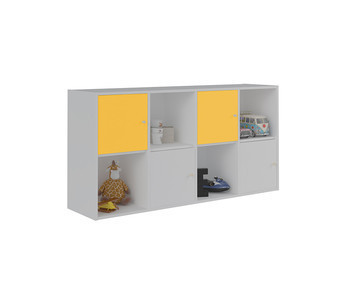 Mueble de Almacenaje Moov de 8 Compartimientos Blanco con puertas Amarillas y Blancas