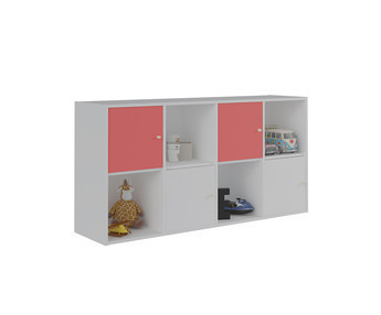 Mueble de Almacenaje Moov de 8 Compartimientos Blanco con puertas Rosas y Blancas
