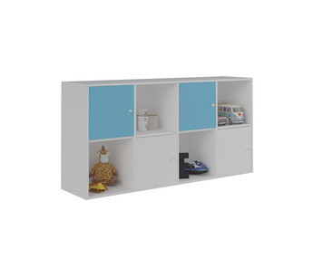 Mueble de Almacenaje Moov de 8 Compartimientos Blanco con puertas Azules y Blancas