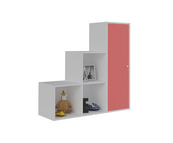 Mueble de Almacenaje Escalera Moov Blanco con puerta Rosa