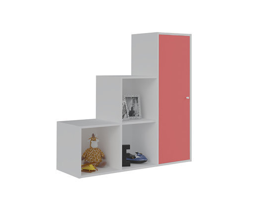 Mueble de Almacenaje Escalera Moov Blanco con puerta Rosa