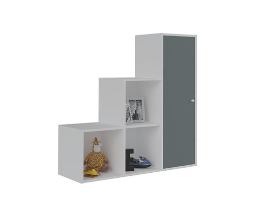 Mueble de Almacenaje Escalera Moov Blanco con puerta Gris