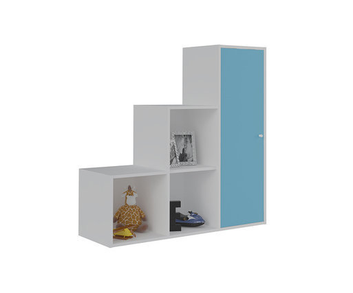 Mueble de Almacenaje Escalera Moov Blanco con puerta Azul