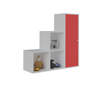 Mueble de Almacenaje Escalera Moov Blanco con puerta Roja