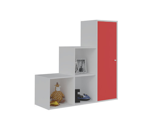 Mueble de Almacenaje Escalera Moov Blanco con puerta Roja