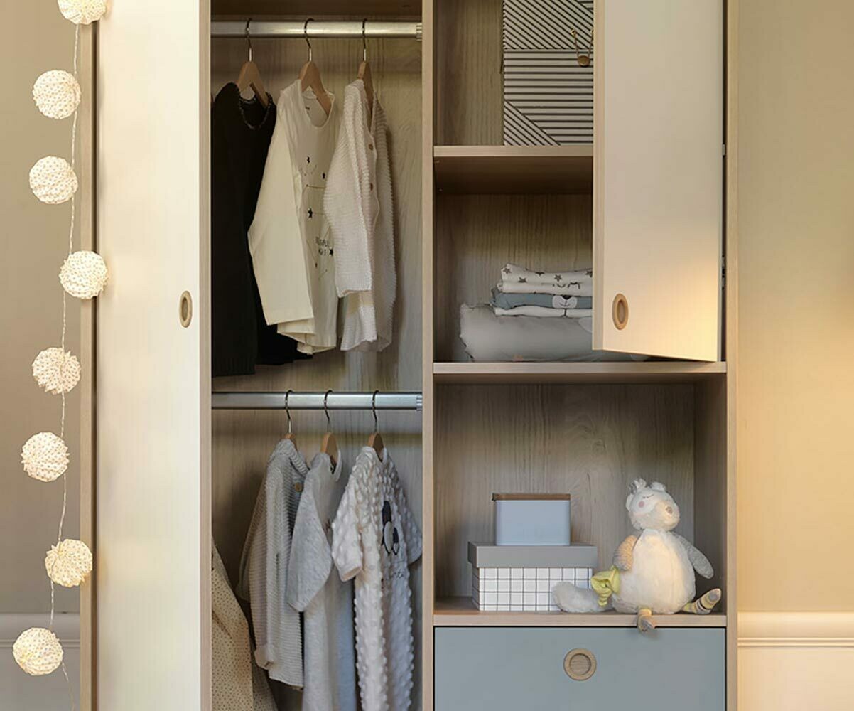 Armario Bebé PERLA Blanco y Madera
