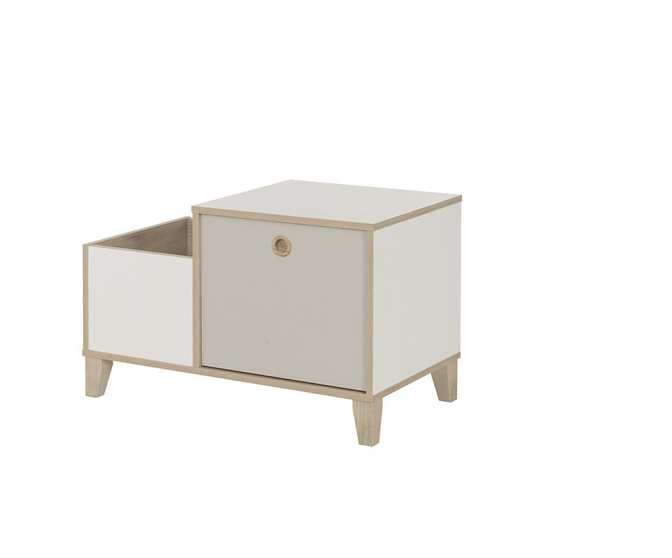 Cofre de Almacenaje PERLA, Blanco y Madera