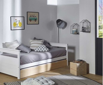 Pack Sofa Cama Nido Mlo Blanco y Natural