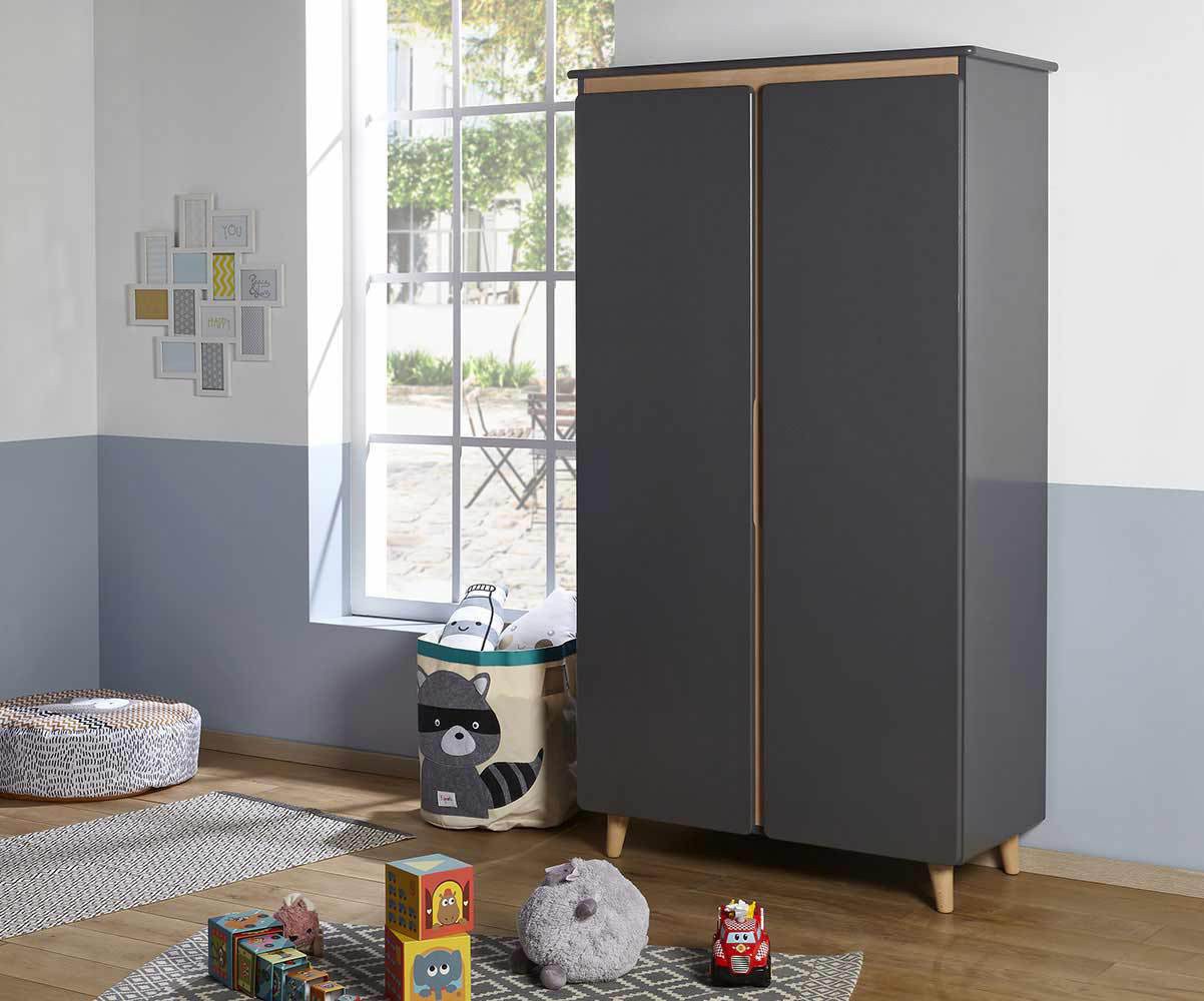 Armario juvenil de madera maciza Willow, con estantes y colgador, gran