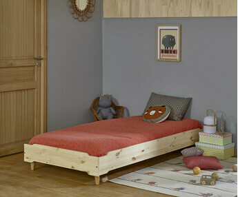 Cama infantil apilable - Happy, madera natural