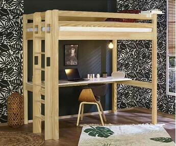 Cama alta Fynn, en madera maciza